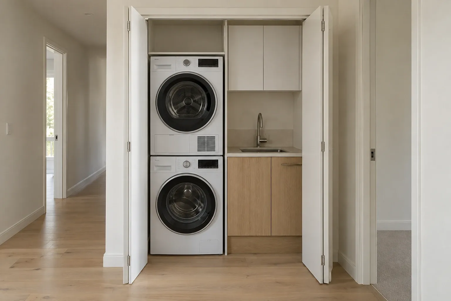 A laundry behind folding doors — laundry design inspiration