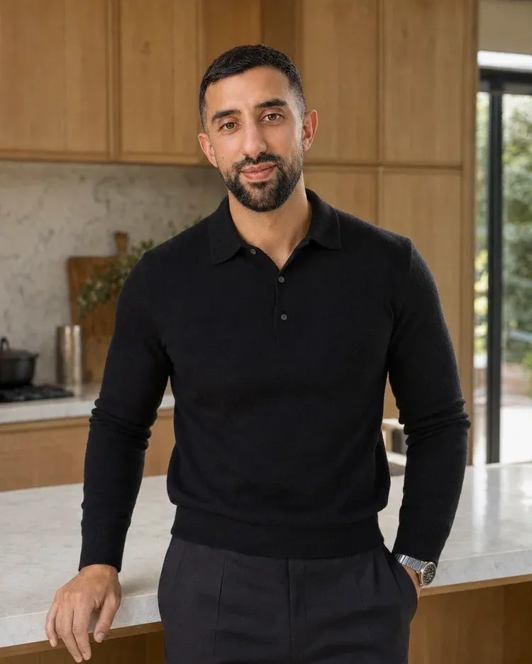 Aaron, owner of Bluestone Build Co., in a completed kitchen